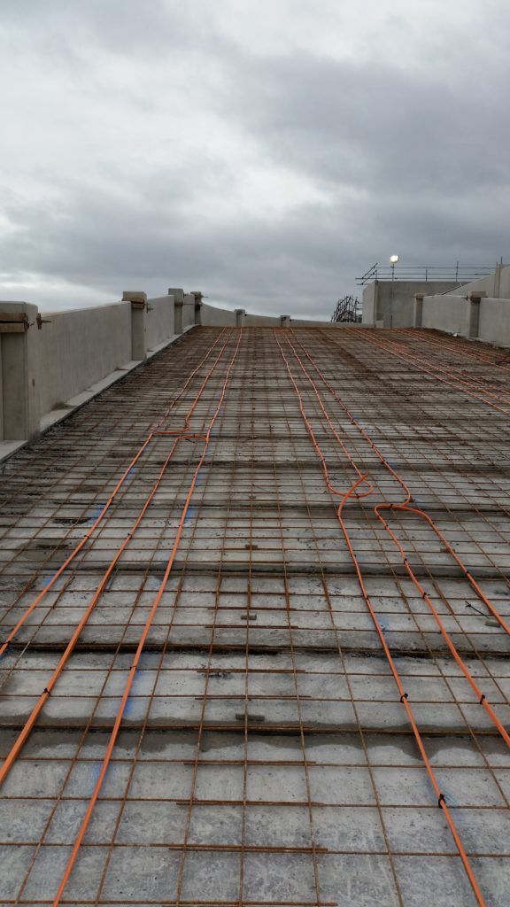 trace heating installation at Alder Hey Children's Hospital car park ramp, Liverpool